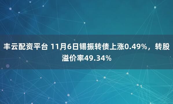 丰云配资平台 11月6日锡振转债上涨0.49%，转股溢价率49.34%